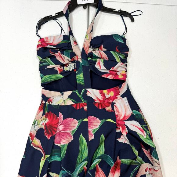 PatBO Laelia floral halter cocktail Jumpsuit wide leg Size 4 - Picture 3 of 10